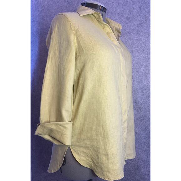 Urban Haus Women’s Size S Linen Shirt, Long Sleeve Button Down, Ochre Yellow - Picture 3 of 9